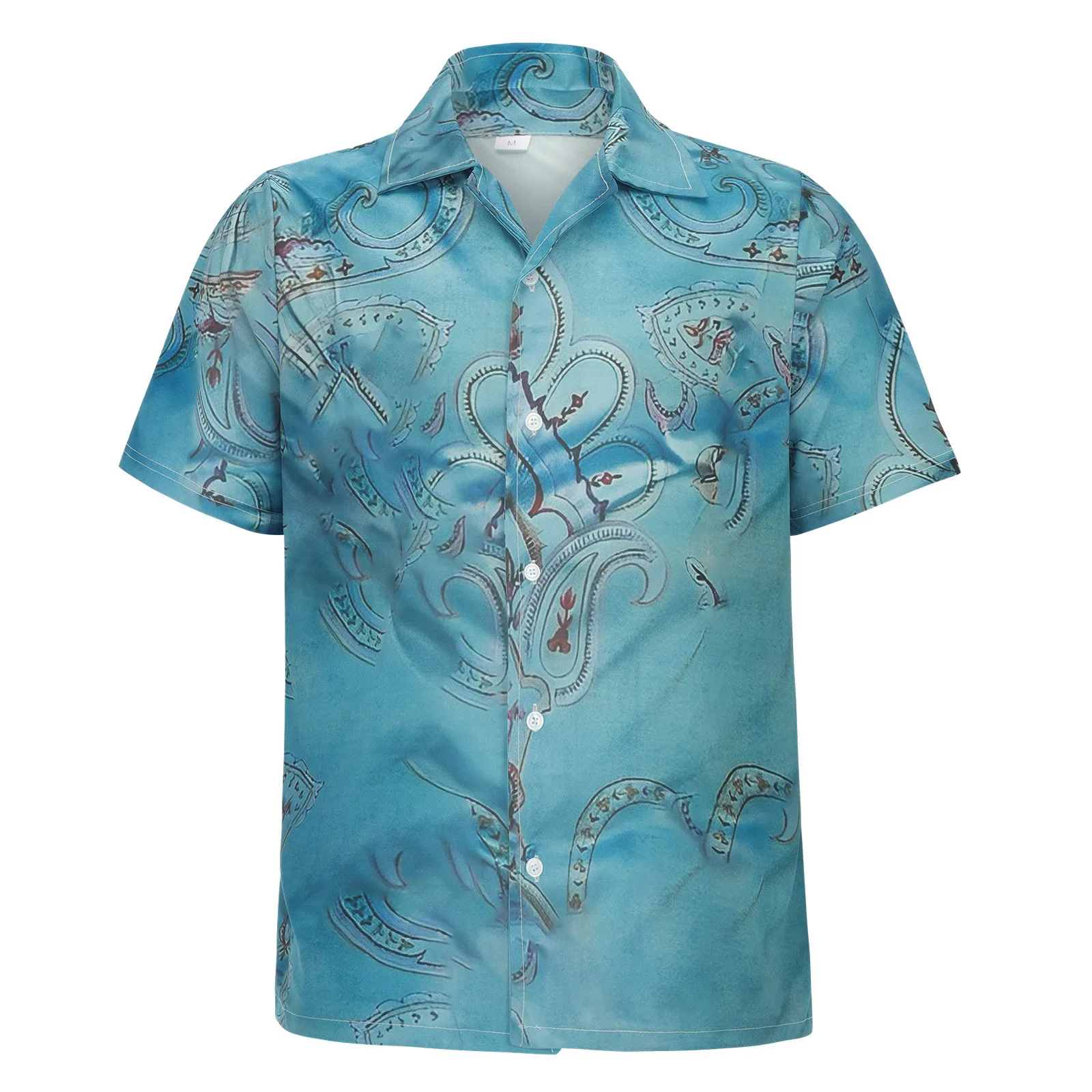 

Men Fashion Spring Summer Casual Short Sleeve Turndown Neck Printed T Shirts Top Blouse 3D Print Camisa Art 3d Digital Print