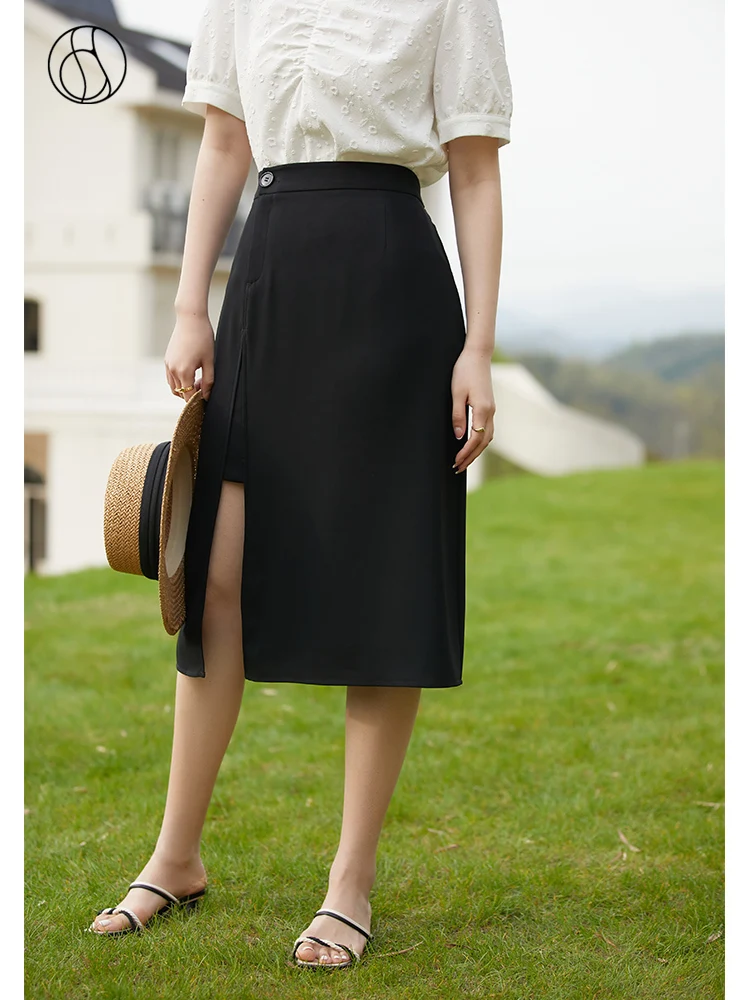 DUSHU High Waist Slanted Placket Slit Black Drape Skirts Commuter Office Lady A-line Long Skirt Button Design Black Chiffon
DUSHU High Waist Slanted Placket Slit Black Drape Skirts Commuter Office Lady A-line Long Skirt Button Design Black Chiffon