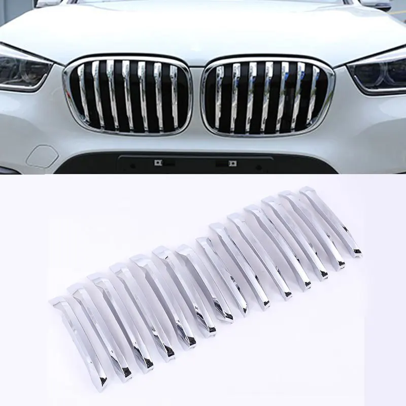 

For BMW X1 F48 2016-2019 20i 25i 25le Car-styling ABS Chrome Front Grill Decoration Strips Cover Trim Accessories Set of 14pcs f