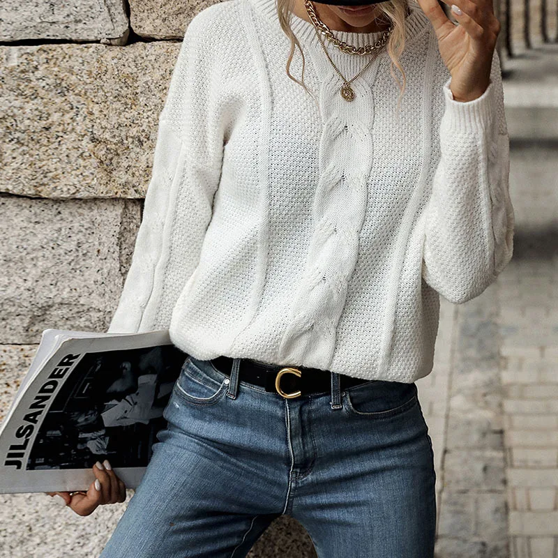 2022 New Women Fashion Autumn Winter O Neck Twist Long Sleeve White Sweater For Ladies Causal Loose Knitted Soild Colour Tops
2022 New Women Fashion Autumn Winter O Neck Twist Long Sleeve White Sweater For Ladies Causal Loose Knitted Soild Colour Tops