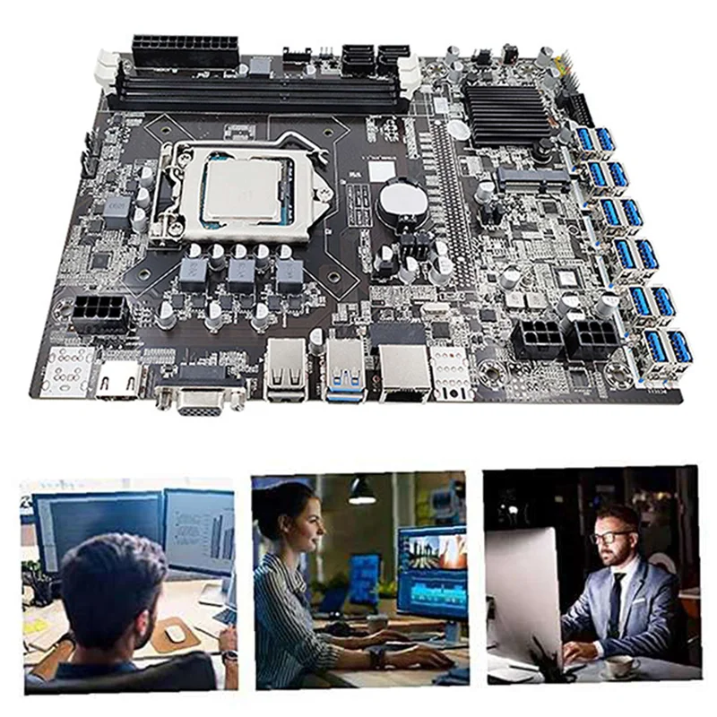 B75 12USB BTC Mining Motherboard+G1620 CPU+4Pin To 6Pin Cable+SATA Cable+Switch Cable+Baffle+Thermal Grease
B75 12USB BTC Mining Motherboard+G1620 CPU+4Pin To 6Pin Cable+SATA Cable+Switch Cable+Baffle+Thermal Grease