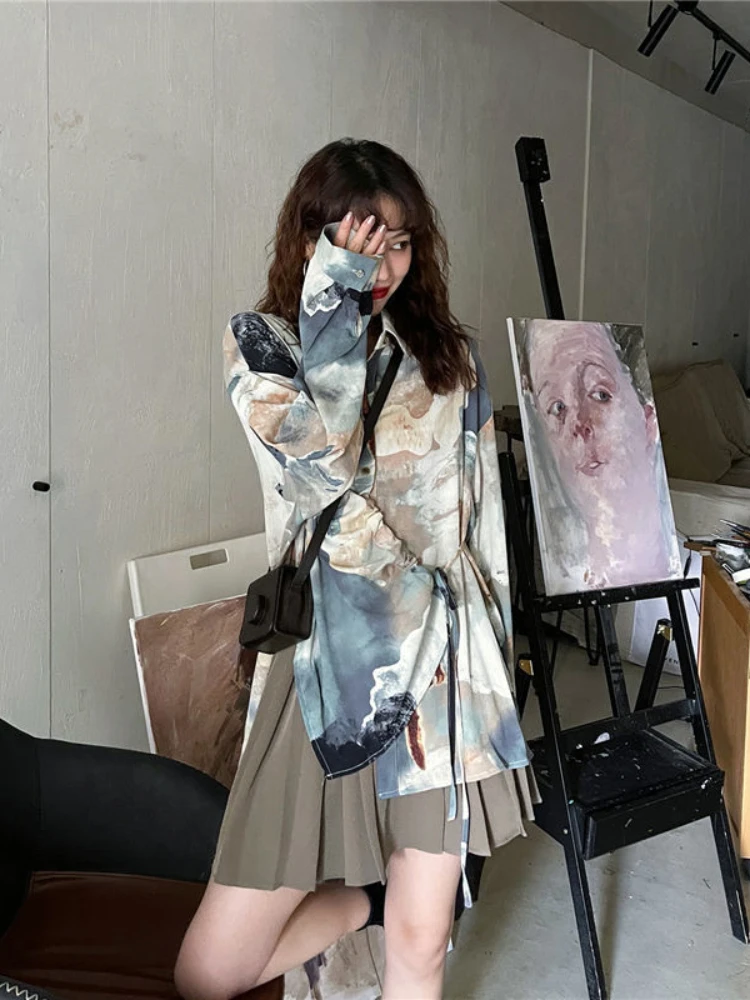 Женские рубашки с принтом Tie Dye, блузки с длинным рукавом и отложным воротником, повседневные свободные элегантные винтажные топы с рисунком...
Женские рубашки с принтом Tie Dye, блузки с длинным рукавом и отложным воротником, повседневные свободные элегантные винтажные топы с рисунком...