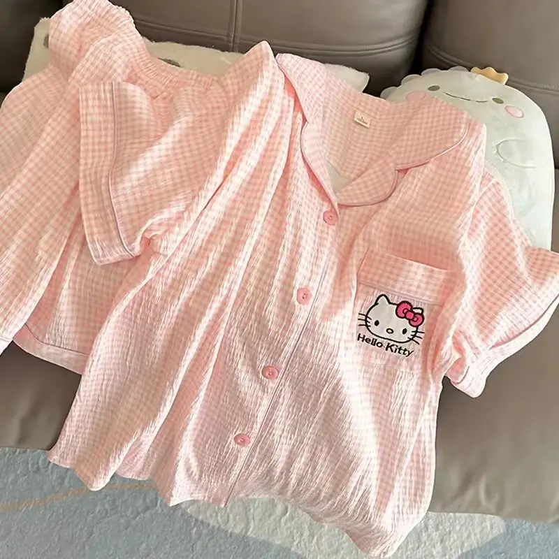 Kawaii Hello Kitty Cinnamoroll Pajamas Short Two-Piece Cartoon Soft Loose Summer Women's Home Clothes Cute Girls Wear Outside
Kawaii Hello Kitty Cinnamoroll Pajamas Short Two-Piece Cartoon Soft Loose Summer Women's Home Clothes Cute Girls Wear Outside