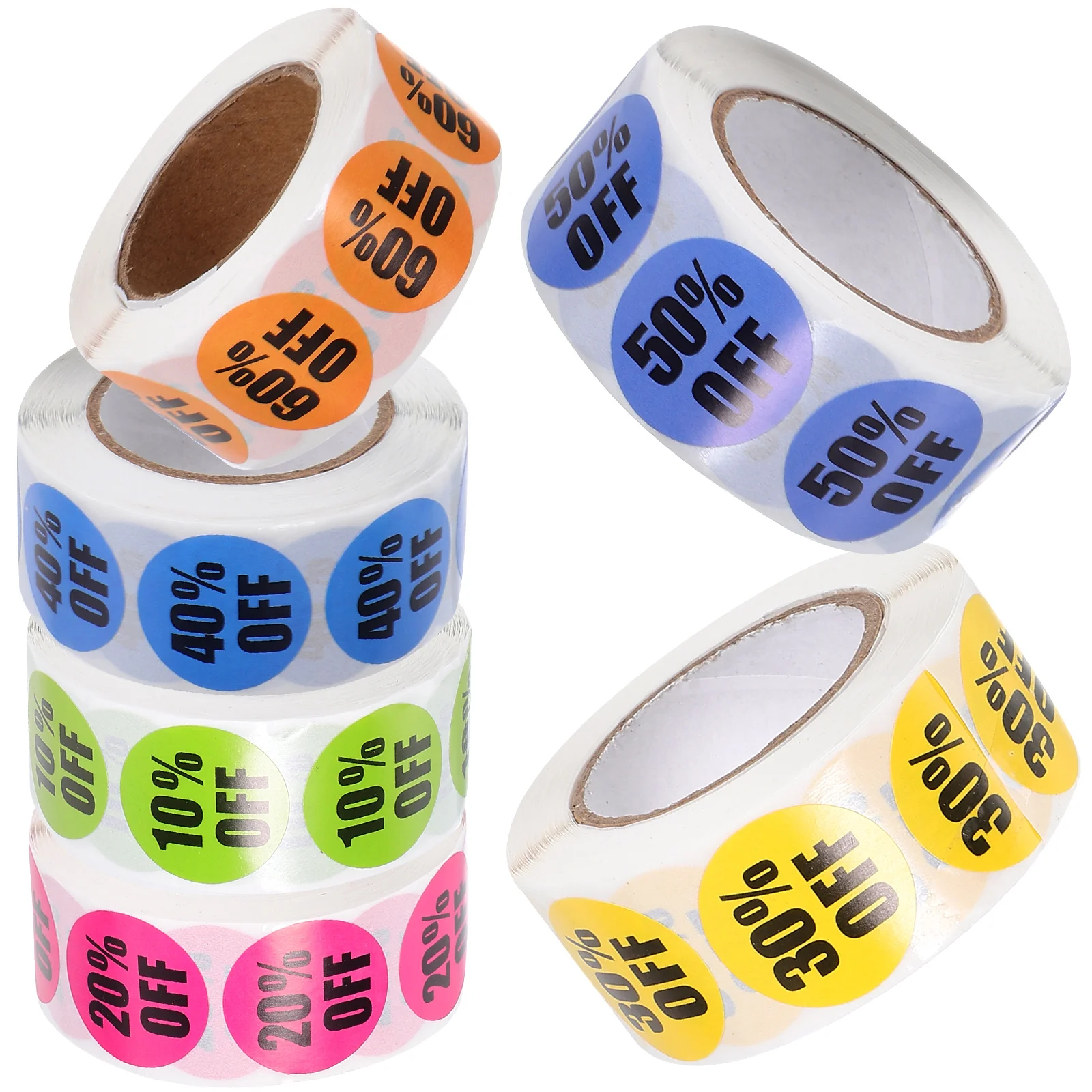 

6 Rolls Tag Price Stickers Round Discount Label Self-adhesive Labels Coated Paper Tags Retail Store