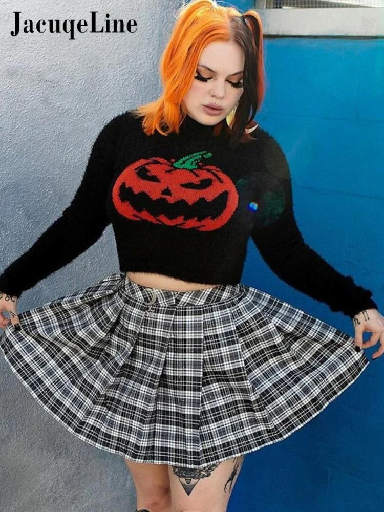 Jacuqeline Black Y2K O Neck Long Sleeve Crop Sweater Women Winter Cute Knitted Pullover Halloween Pumpkin Christmas Streetwear
Jacuqeline Black Y2K O Neck Long Sleeve Crop Sweater Women Winter Cute Knitted Pullover Halloween Pumpkin Christmas Streetwear