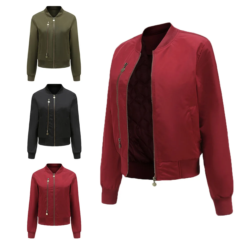 2022 Spring and Autumn New Women's Solid Color Bomber Jacket 2022 New Large Size Zipper Ribbed Cuff Women's Jacket S-2XL
2022 Spring and Autumn New Women's Solid Color Bomber Jacket 2022 New Large Size Zipper Ribbed Cuff Women's Jacket S-2XL