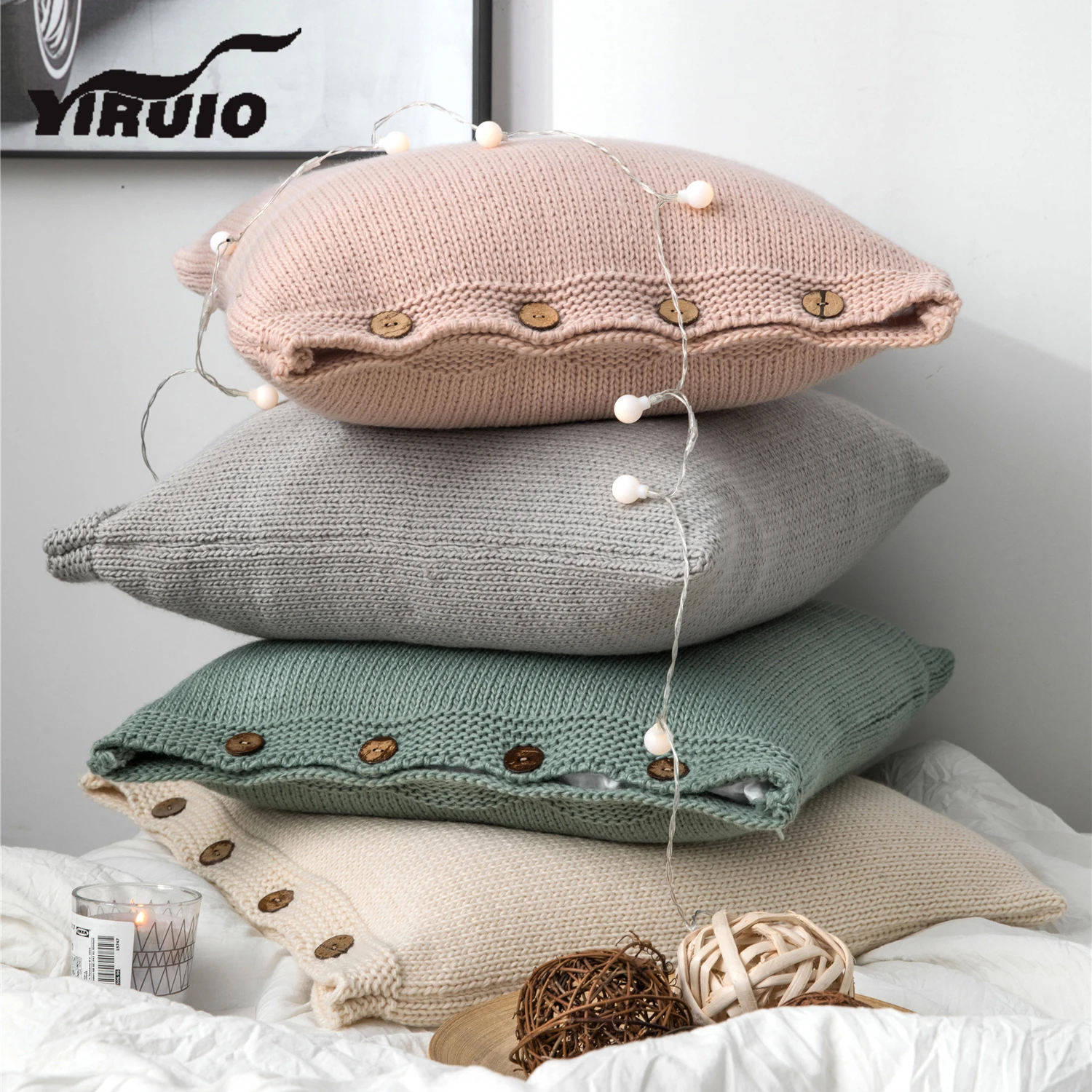 YIRUIO Scandinavian Simple Button Pillow Case Gray Green Pink Beige Luxury Iceland Yarn Knitted Cushion Cover Bed Pillow Cover
YIRUIO Scandinavian Simple Button Pillow Case Gray Green Pink Beige Luxury Iceland Yarn Knitted Cushion Cover Bed Pillow Cover