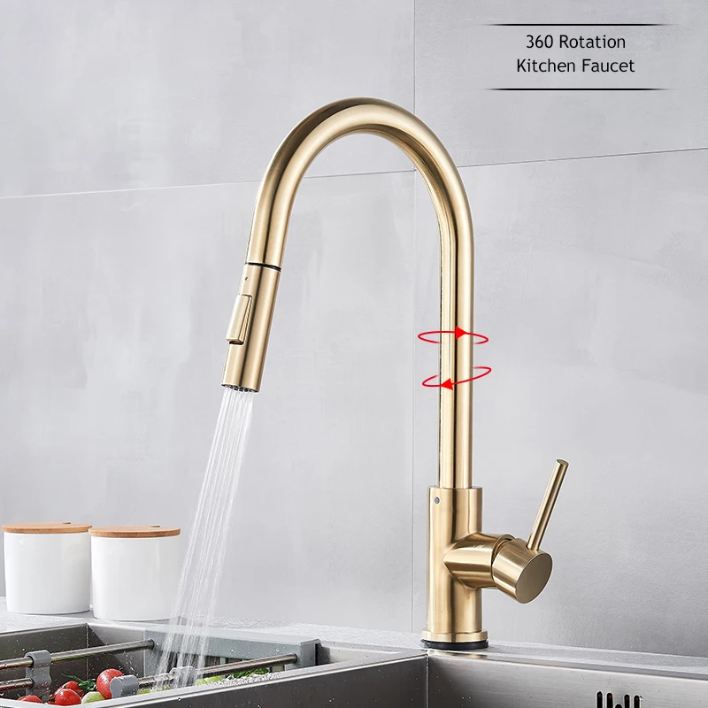 Brushed Gold Pull Out Kitchen Faucets 360 Rotation Kitchen Mixer Tap Single Lever Mixer Tap Kitchen Sink Cold Hot Water Tap
Brushed Gold Pull Out Kitchen Faucets 360 Rotation Kitchen Mixer Tap Single Lever Mixer Tap Kitchen Sink Cold Hot Water Tap