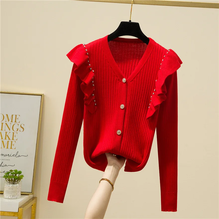 2022 knitted cardigan fashion V-neck sweater women one 
2022 knitted cardigan fashion V-neck sweater women one