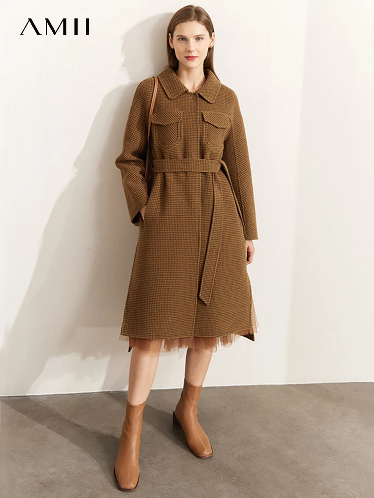 AMII Minimalism 100% Wool Coat Women 2022 Winter New Belt Design Plaid Warm Turn-down Collar Commuter Clothing Tops 12270558
AMII Minimalism 100% Wool Coat Women 2022 Winter New Belt Design Plaid Warm Turn-down Collar Commuter Clothing Tops 12270558