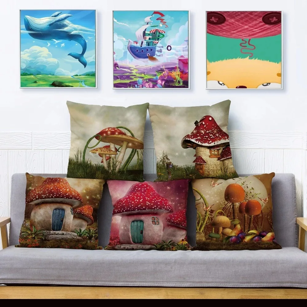 Decorative Pillowcases for bed Mushroom House Linen Pillow Case Cartoon Dream Throw Pillow Cover for Living Room Garden Chair
Decorative Pillowcases for bed Mushroom House Linen Pillow Case Cartoon Dream Throw Pillow Cover for Living Room Garden Chair