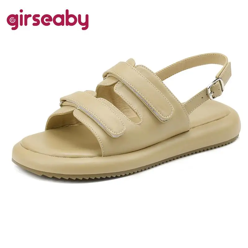 Girseaby Soft PU Leather Women Sandals Peep Toe Thick Heels Back Strap Hook&Loop Big Size 32-42 Solid Beige Apricot Daily S3942
Girseaby Soft PU Leather Women Sandals Peep Toe Thick Heels Back Strap Hook&Loop Big Size 32-42 Solid Beige Apricot Daily S3942