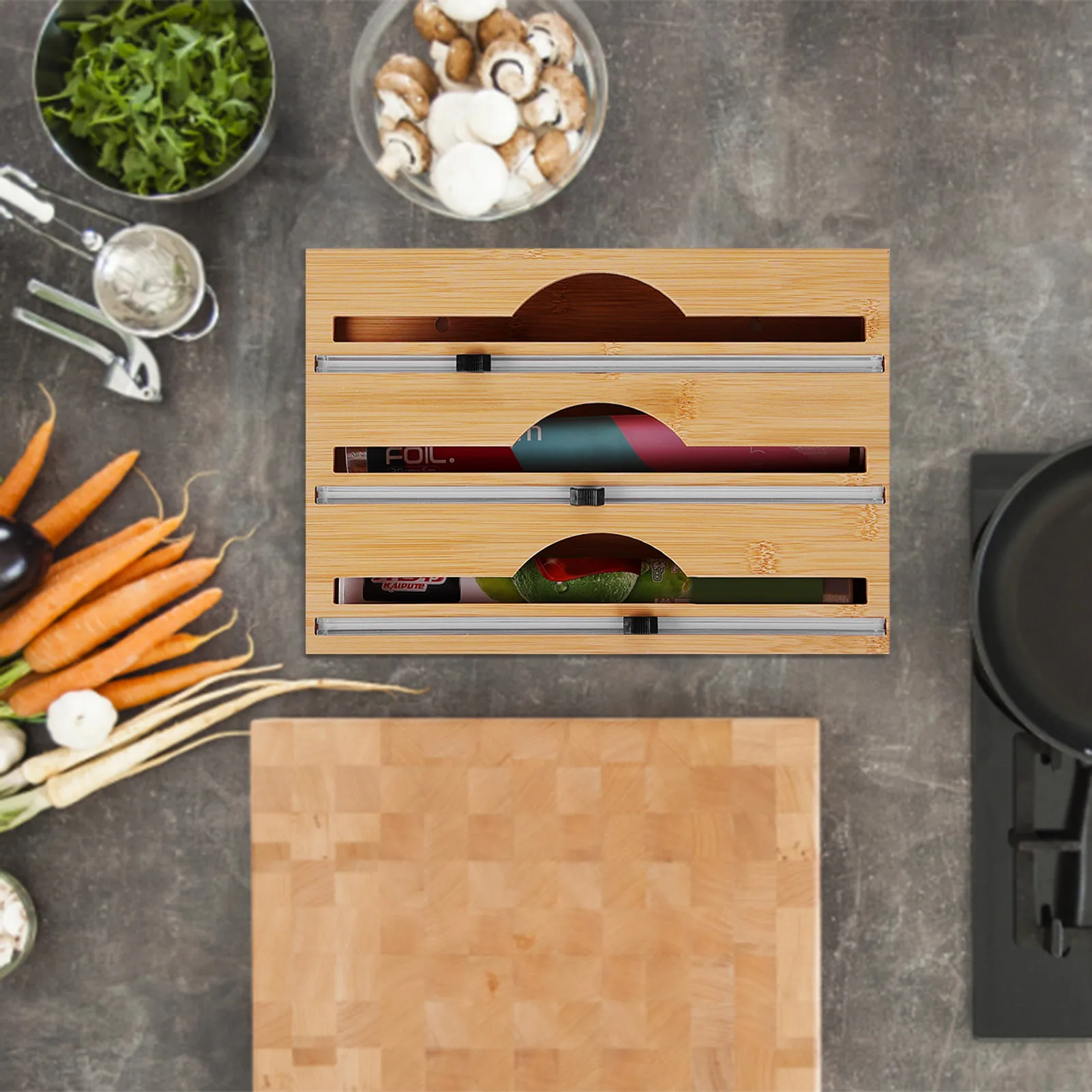 Cling Film Dispenser With Cutter Food Wrap Dispenser Tin Foil Storage Organizer Cling Film Tin Foil Holder With Slid Cutter
Cling Film Dispenser With Cutter Food Wrap Dispenser Tin Foil Storage Organizer Cling Film Tin Foil Holder With Slid Cutter