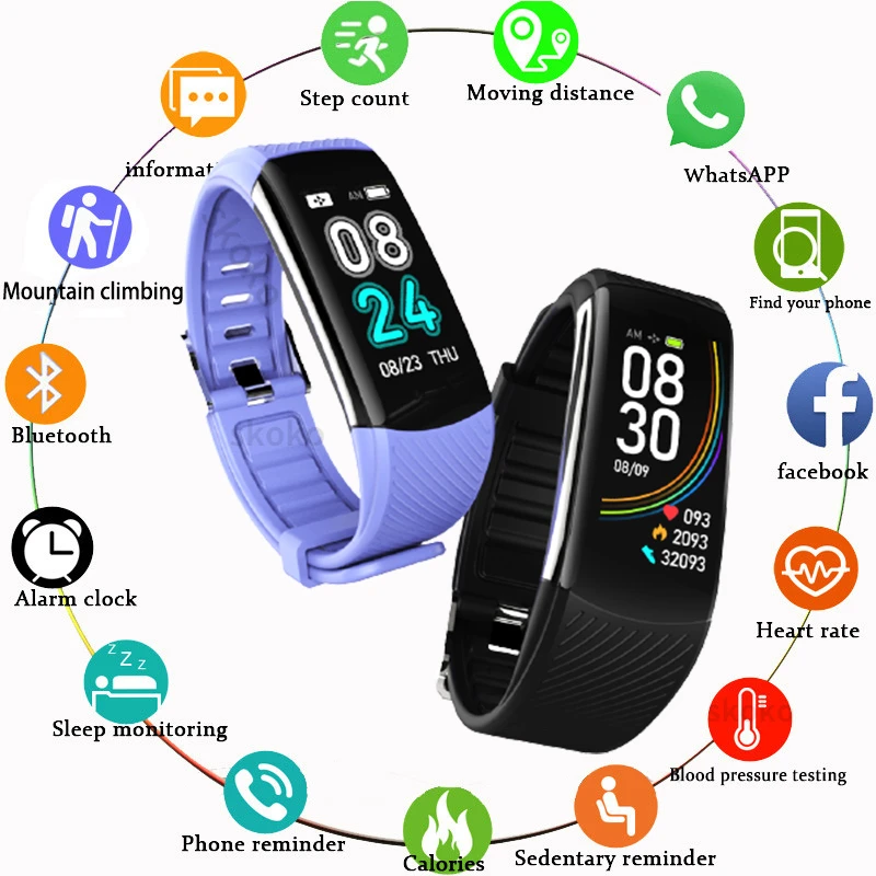 

SKO C6S Bluetooth Sports Pedometer Bracelet Blood Oxygen Heart Rate Blood Pressure Message Reminder Sedentary Smart Bracelet