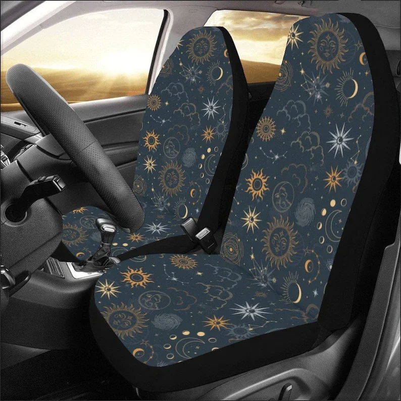 Moon Sun Stars Car Seat Covers, 2 pc Sun Sky Magic Eye Boho Front Seat Covers Vehicle, Car SUV Truck Seat Protector
Moon Sun Stars Car Seat Covers, 2 pc Sun Sky Magic Eye Boho Front Seat Covers Vehicle, Car SUV Truck Seat Protector