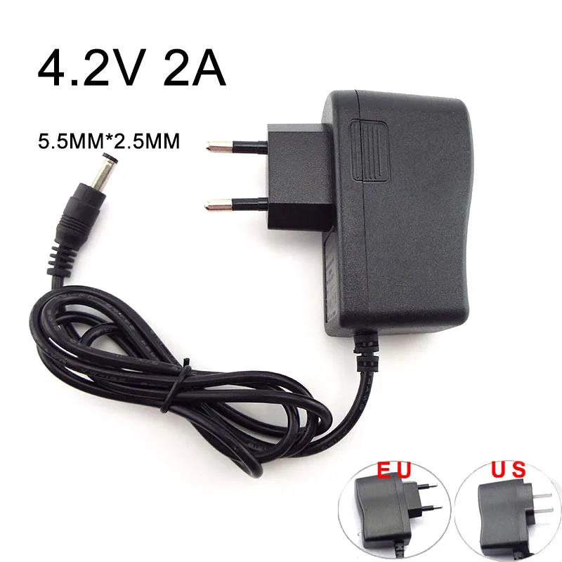 4.2V 2A DC Adapter Power Supply Charger 5.5MM*2.5MM 110-220V for 18650 Lithium Battery Strip LED TV Box EU US Plug
4.2V 2A DC Adapter Power Supply Charger 5.5MM*2.5MM 110-220V for 18650 Lithium Battery Strip LED TV Box EU US Plug