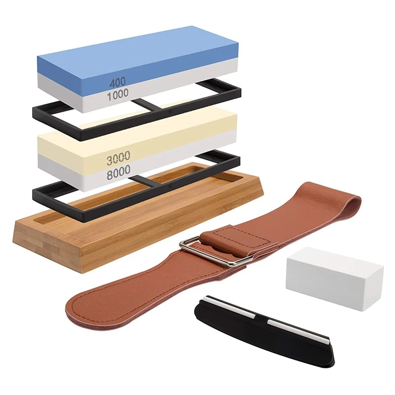 HOT SALE Sharpening Stone Whetstone Set 4 Side Grit 400/1000 3000/8000, Professional Whetstone, Knife Sharpening Stone Kit
HOT SALE Sharpening Stone Whetstone Set 4 Side Grit 400/1000 3000/8000, Professional Whetstone, Knife Sharpening Stone Kit
