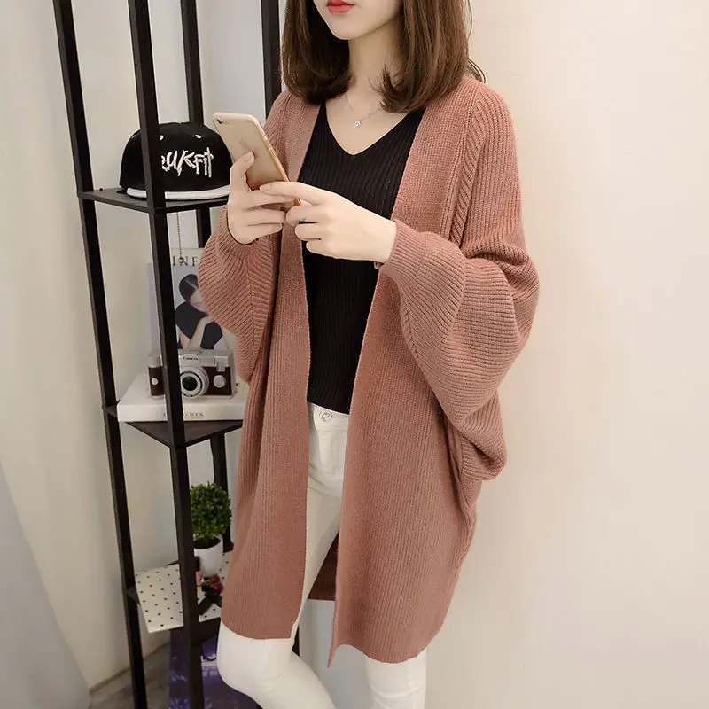 Mid-Length Knit Cardigan Bat Long Sleeve Loose Sweaters Fall Winter Thick Tops Korean Fashion Streetwear Shawl Knitwear Outwear
Mid-Length Knit Cardigan Bat Long Sleeve Loose Sweaters Fall Winter Thick Tops Korean Fashion Streetwear Shawl Knitwear Outwear