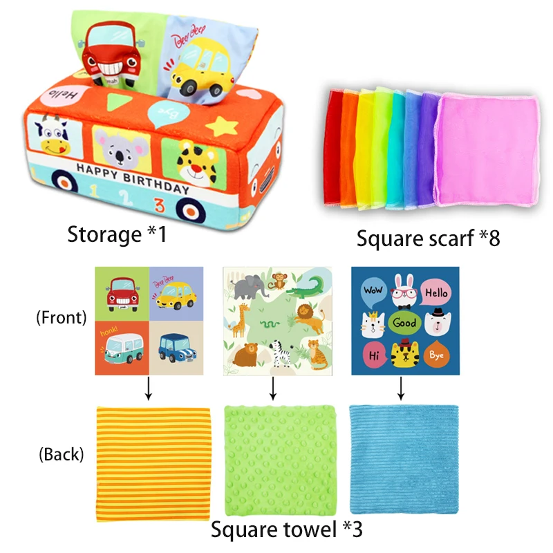 Новая детская сенсорная Мягкая коробка для салфеток, игрушка для малышей, упражнение на палец для новорожденных, игрушки Монтессори для дет... 
Новая детская сенсорная Мягкая коробка для салфеток, игрушка для малышей, упражнение на палец для новорожденных, игрушки Монтессори для дет...