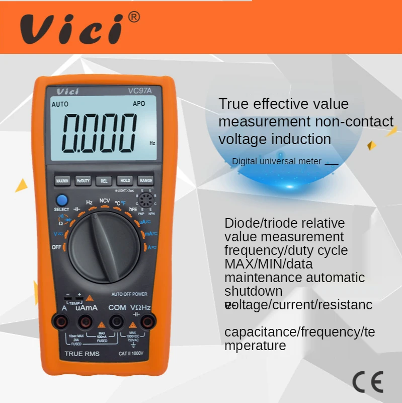 VICI 4000 Count Automatic Range Digital Multimeter VC97A NCV True RMS Multi-function High-quality Universal Meter 
VICI 4000 Count Automatic Range Digital Multimeter VC97A NCV True RMS Multi-function High-quality Universal Meter