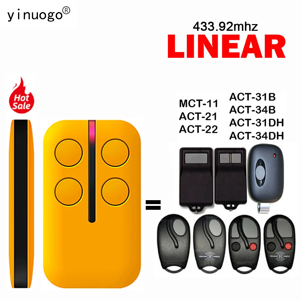 Clone LINEAR ACT-34DH ACT-31DH ACT-34B ACT-31B ACT-22 ACT-21 MCT-11 Garage Door Remote Control Duplicator 433.92MHz Gate Opener
Clone LINEAR ACT-34DH ACT-31DH ACT-34B ACT-31B ACT-22 ACT-21 MCT-11 Garage Door Remote Control Duplicator 433.92MHz Gate Opener