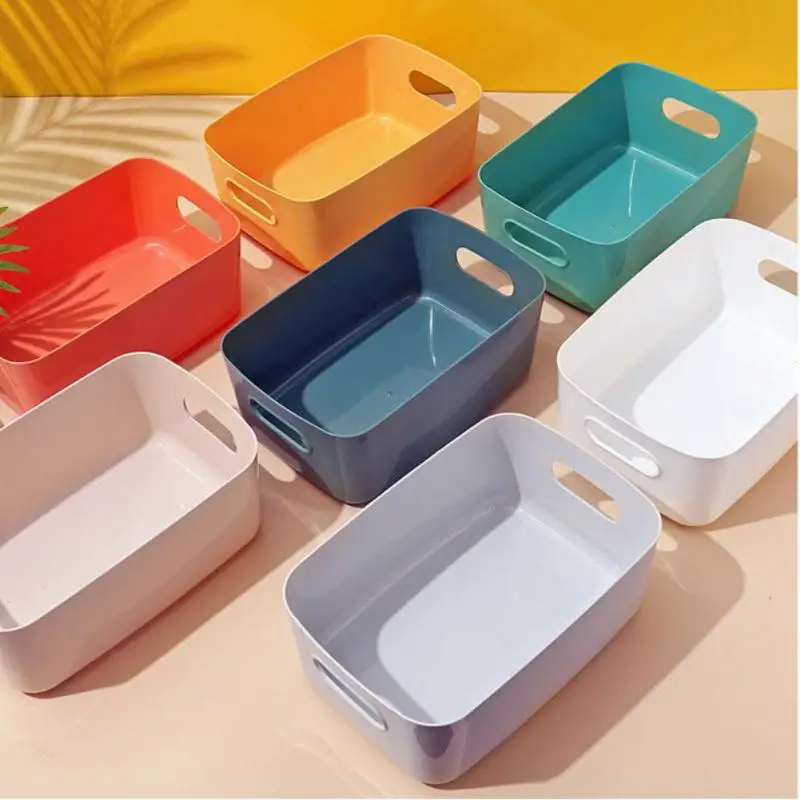 

With Handle Home Storage Box Student Snack Kitchen Bins Finishing Box Office Desktop Student Dormitory Make Up Basket