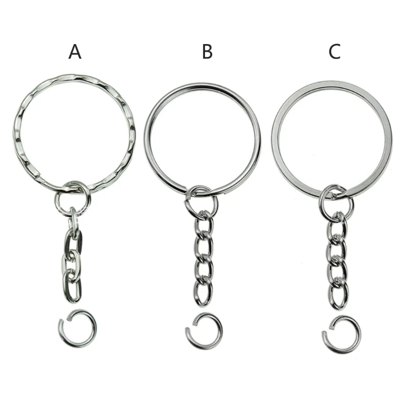 

100 шт. серебряный цветной брелок с цепочкой, разделенные круглые кольца для ключей, аксессуары для ключей «сделай сам» для