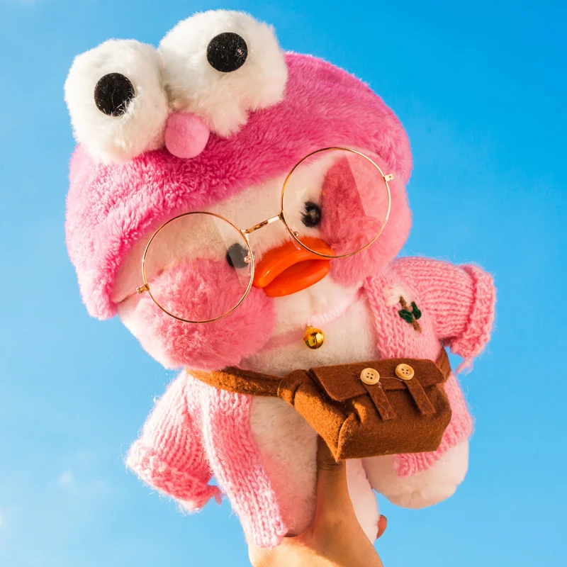 

30cm Kawaii Brinquedo Pelúcia Pato Lalafanfan Pato Recheado Animal Macio Boneca Café Patos Aniversário Criativo Menina Crianças