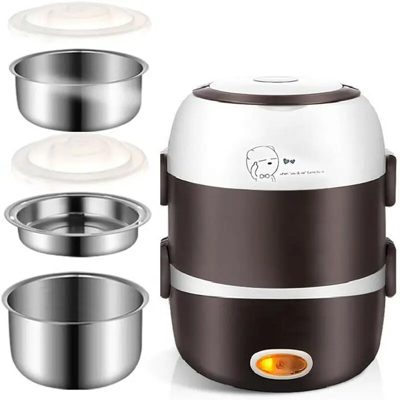 

2L Electric Heated Lunch Box Stainless Steel Food Warmer Bento Lunch Box Container for Hot Food Thermal Boxes for Kids 200W