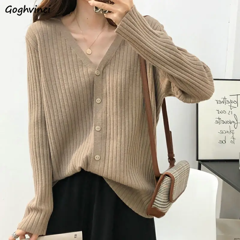 Cardigan Women Comfortable Elegant V-neck Design Autumn All-match Solid Harajuku Temperament Simple Basic Knitted Lady Clothes
Cardigan Women Comfortable Elegant V-neck Design Autumn All-match Solid Harajuku Temperament Simple Basic Knitted Lady Clothes