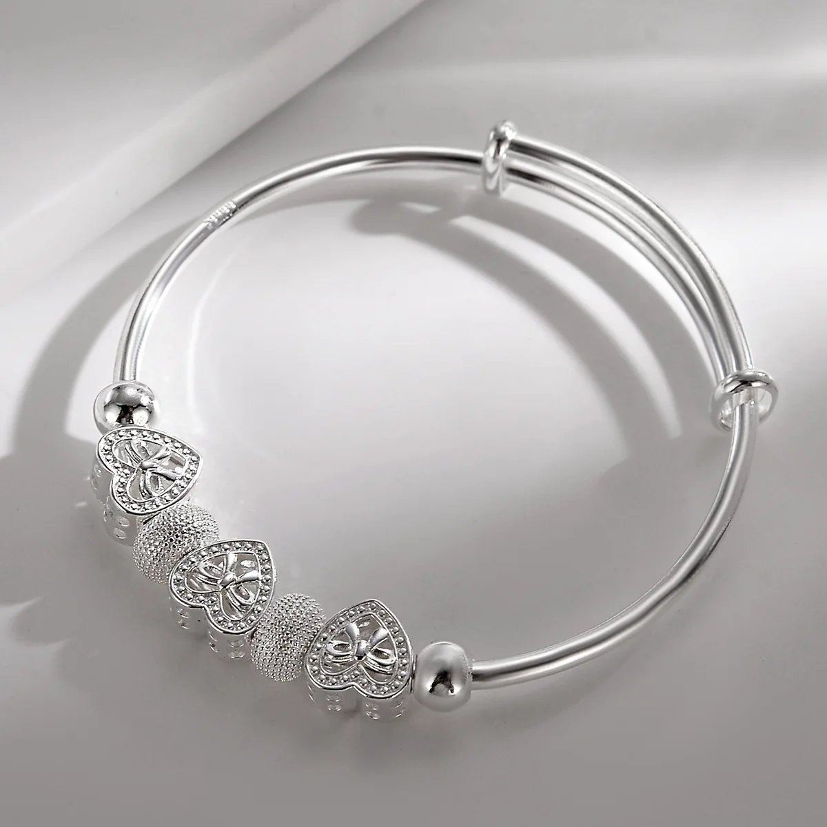 Fine 925 Sterling silver for woman Heart Bangles lady bracelets wedding party jewelry Holiday gifts designer charms
Fine 925 Sterling silver for woman Heart Bangles lady bracelets wedding party jewelry Holiday gifts designer charms