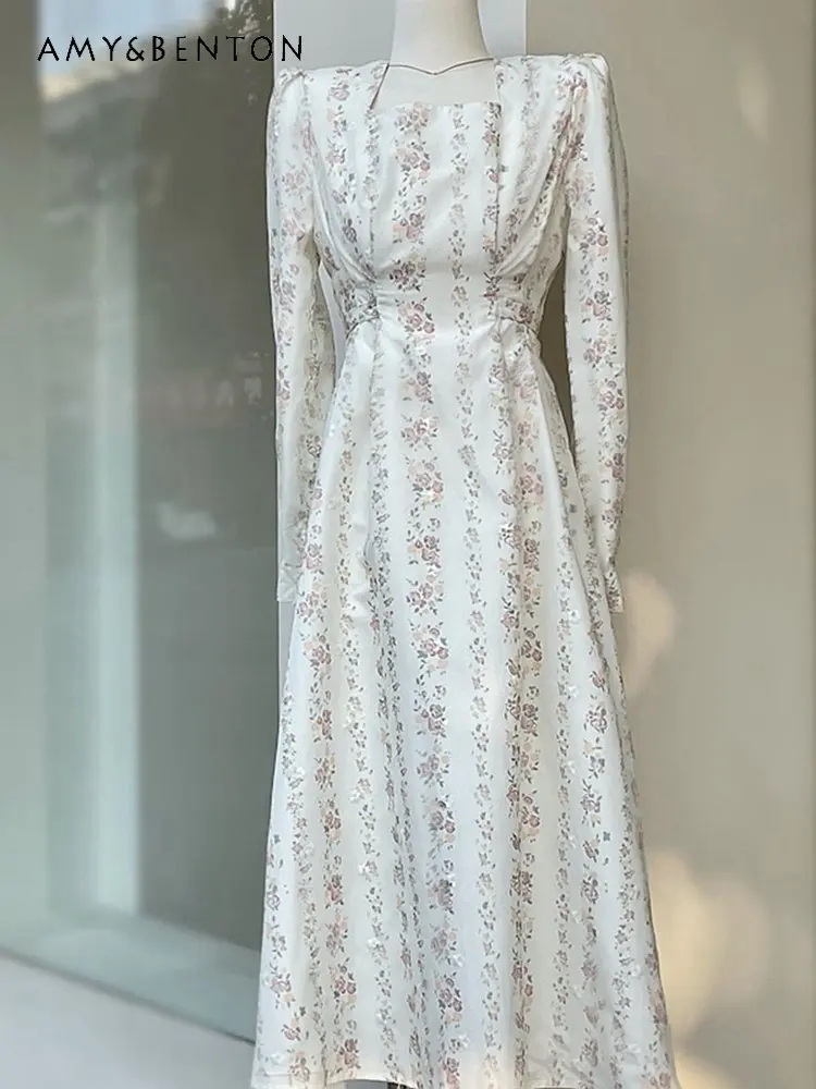 Women's Long-Sleeved Maxi Dress Korean Style Fashion 2023 Spring New Sweet Temperament Square Collar Floral Print Long Dress
Women's Long-Sleeved Maxi Dress Korean Style Fashion 2023 Spring New Sweet Temperament Square Collar Floral Print Long Dress