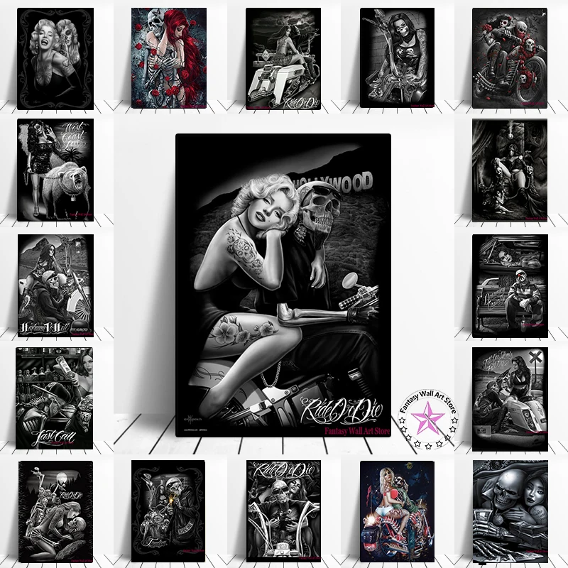 Graffiti Art Skull Knight Poster Sexy Nude Tattoos Girls Wall Art Canvas Painting Print Black White Punk Picture Room Home Decor
Graffiti Art Skull Knight Poster Sexy Nude Tattoos Girls Wall Art Canvas Painting Print Black White Punk Picture Room Home Decor