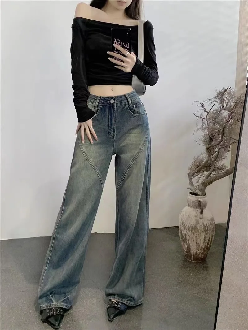 2023 New Korean Casual Streetwear Women Jeans High Waist Wide Leg Straight Women's Denim Trousers Y2K Fashion Blue Loose Pants
2023 New Korean Casual Streetwear Women Jeans High Waist Wide Leg Straight Women's Denim Trousers Y2K Fashion Blue Loose Pants