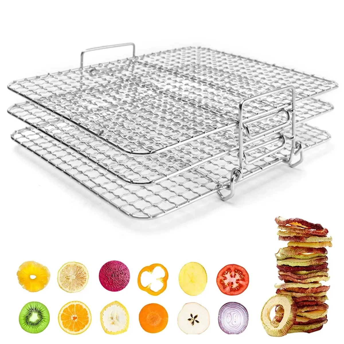 Air Fryer Rack Dehydrator Rack Stainless Steel Food Dehydrator Multi-Layer Stackable Racks Air Fryer Accessories Kitchen Tool
Air Fryer Rack Dehydrator Rack Stainless Steel Food Dehydrator Multi-Layer Stackable Racks Air Fryer Accessories Kitchen Tool