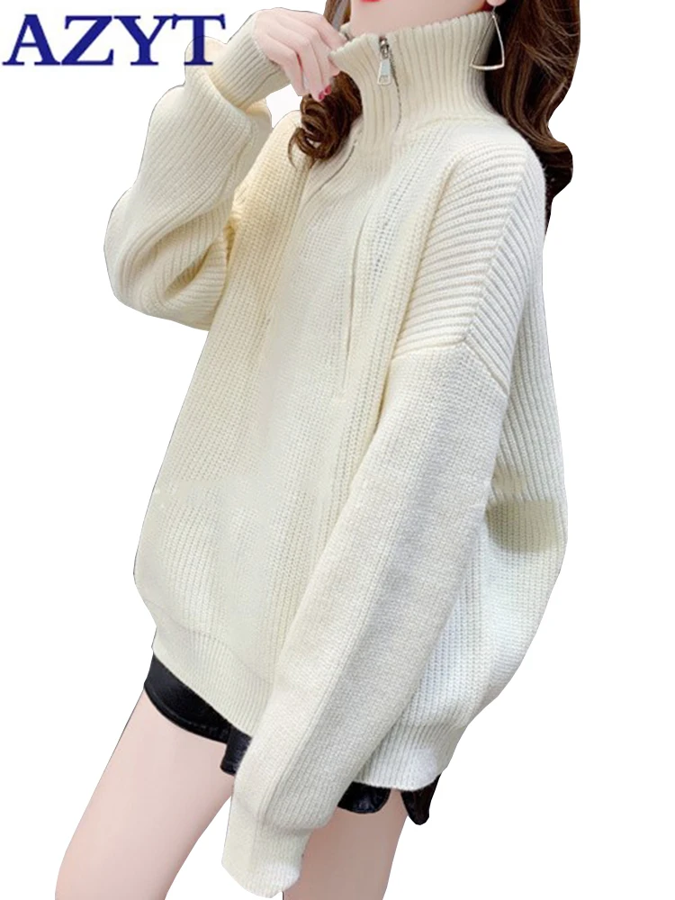 AZYT Zipper Turtleneck Sweater Women Autumn Winter Thicken Knit Pullover Sweater Casual Solid Color Knitwear Jumper 2023 New
AZYT Zipper Turtleneck Sweater Women Autumn Winter Thicken Knit Pullover Sweater Casual Solid Color Knitwear Jumper 2023 New