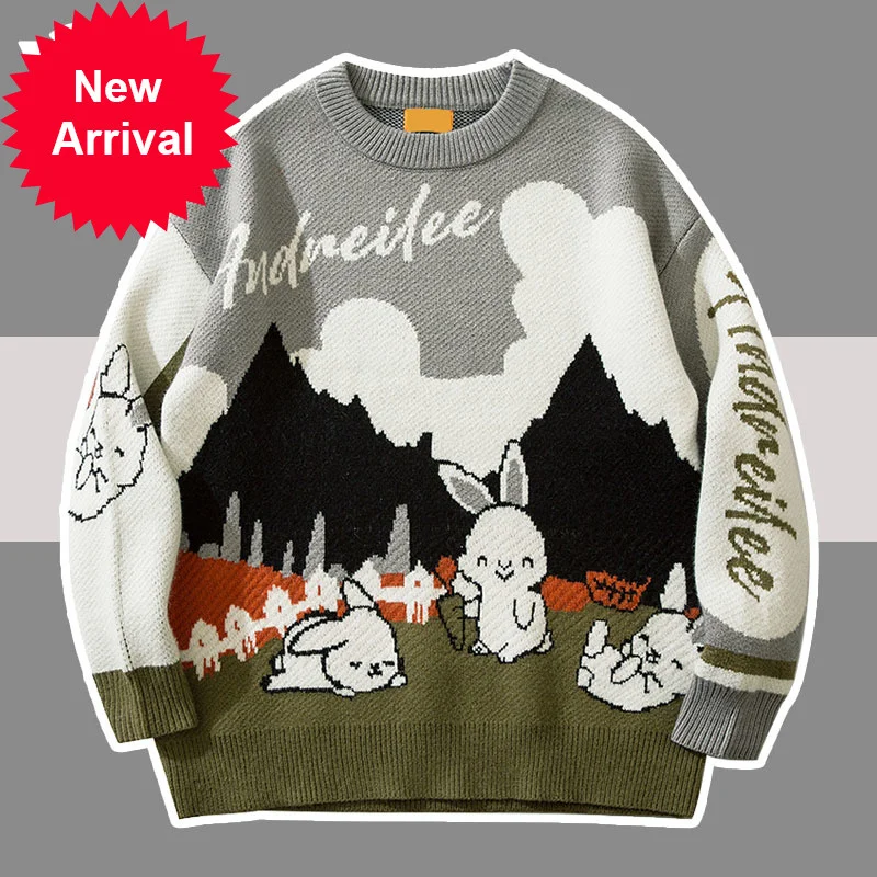 Knitted Printed Cute Rabbit Sweaters Men Autumn Winter Hip Hop Streetwear Graphic Pullovers Harajuku Loose Fashion Casual Jumper
Knitted Printed Cute Rabbit Sweaters Men Autumn Winter Hip Hop Streetwear Graphic Pullovers Harajuku Loose Fashion Casual Jumper