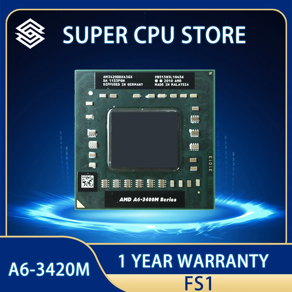 AMD A6-Series A6 3420M 1,5 ГГц четырехъядерный четырехпоточный ЦПУ процессор AM3420DDX43GX разъем FS1
AMD A6-Series A6 3420M 1,5 ГГц четырехъядерный четырехпоточный ЦПУ процессор AM3420DDX43GX разъем FS1
