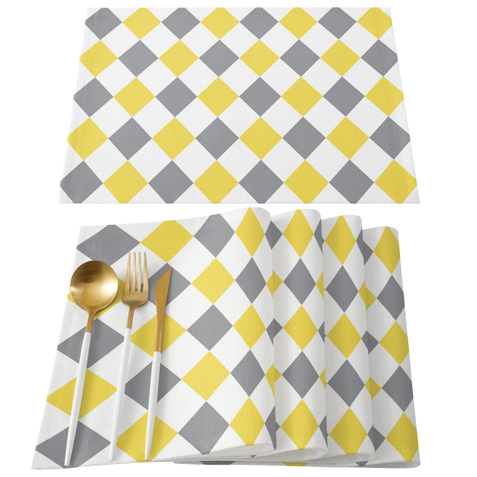 Yellow-Gray Rhombus Popular Table Mats for Dining Table Kitchen Decoration Accessories Coffee Table Decor Modern Placemat
Yellow-Gray Rhombus Popular Table Mats for Dining Table Kitchen Decoration Accessories Coffee Table Decor Modern Placemat
