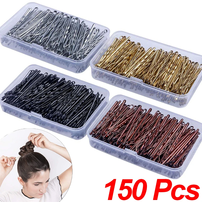 

150Pcs/Box Metal Hair Clips Women Hairpins Girls Hairstyle Barrette Curly Wavy Grips Bobby Pins Hairpin Hair Styling Accessories