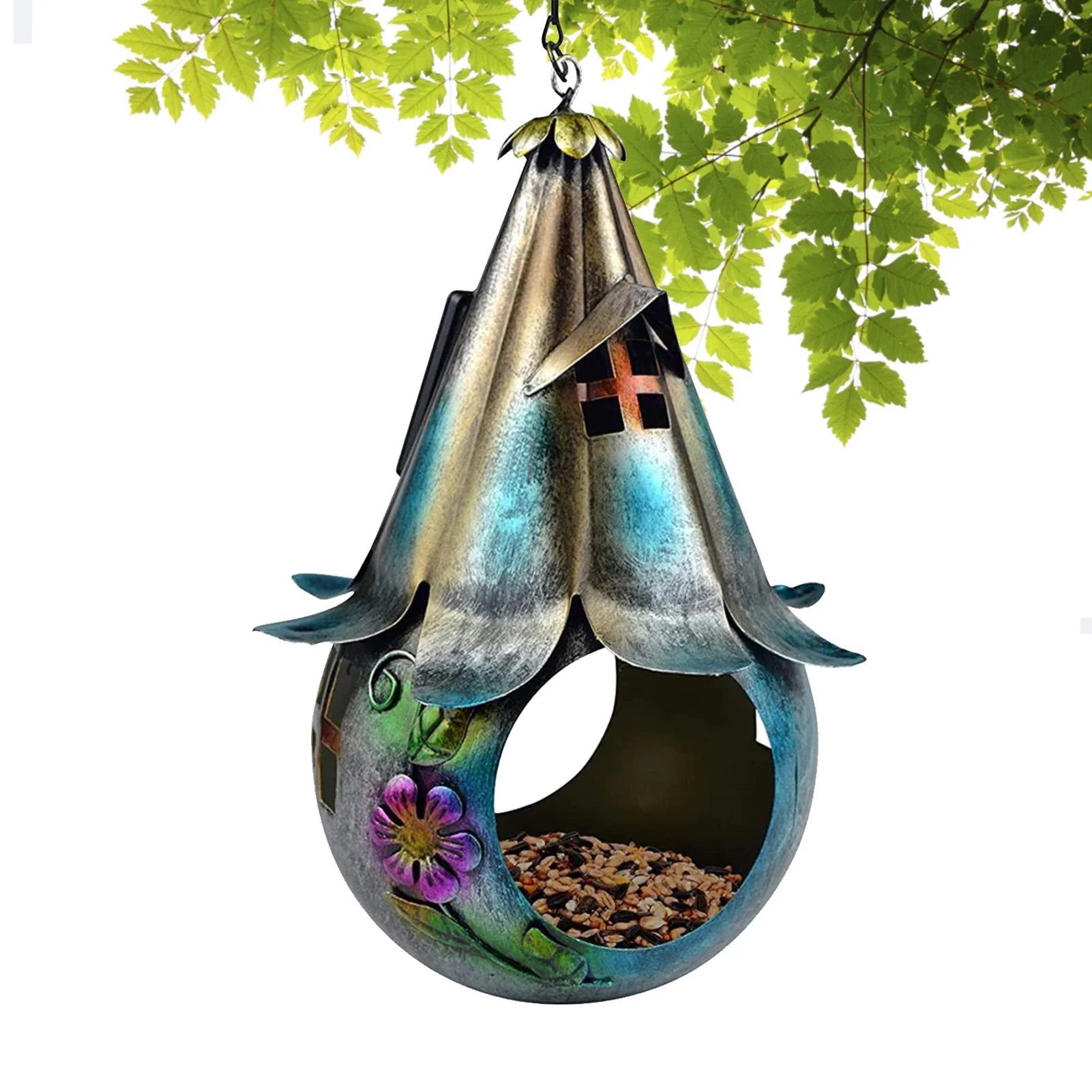 Solar Bird Feeder Wrought Iron Hangings Bird Feeder Outdoor Solar Powered LED Hummingbird Feeder for Garden Bird Feeder Mat
Solar Bird Feeder Wrought Iron Hangings Bird Feeder Outdoor Solar Powered LED Hummingbird Feeder for Garden Bird Feeder Mat