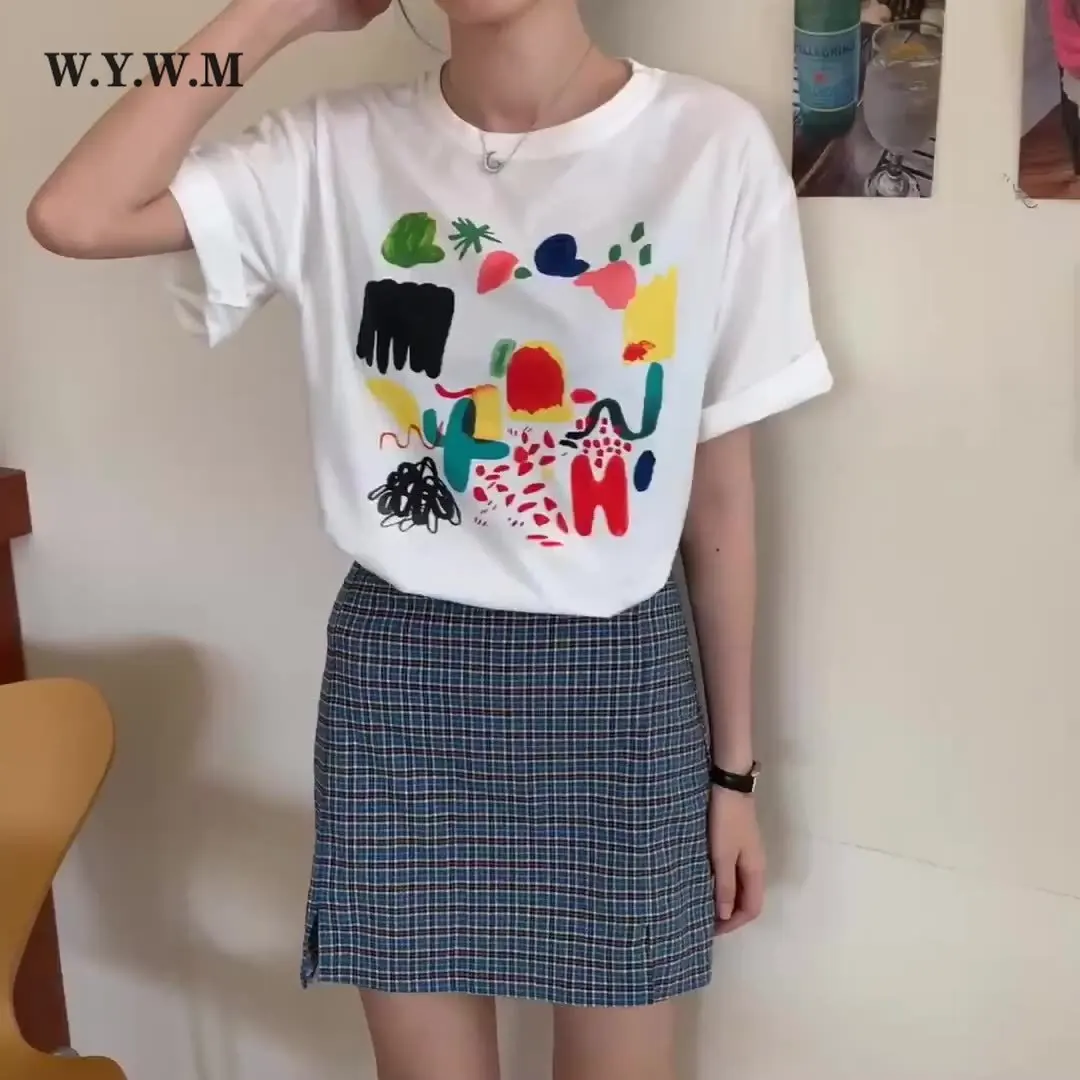 WYWM 2021 Summer Aesthetic Graffiti Printed Tshirts Women Harajuku Casual Graphic T Shirts Cotton Oversized Female Fashion Tops
WYWM 2021 Summer Aesthetic Graffiti Printed Tshirts Women Harajuku Casual Graphic T Shirts Cotton Oversized Female Fashion Tops