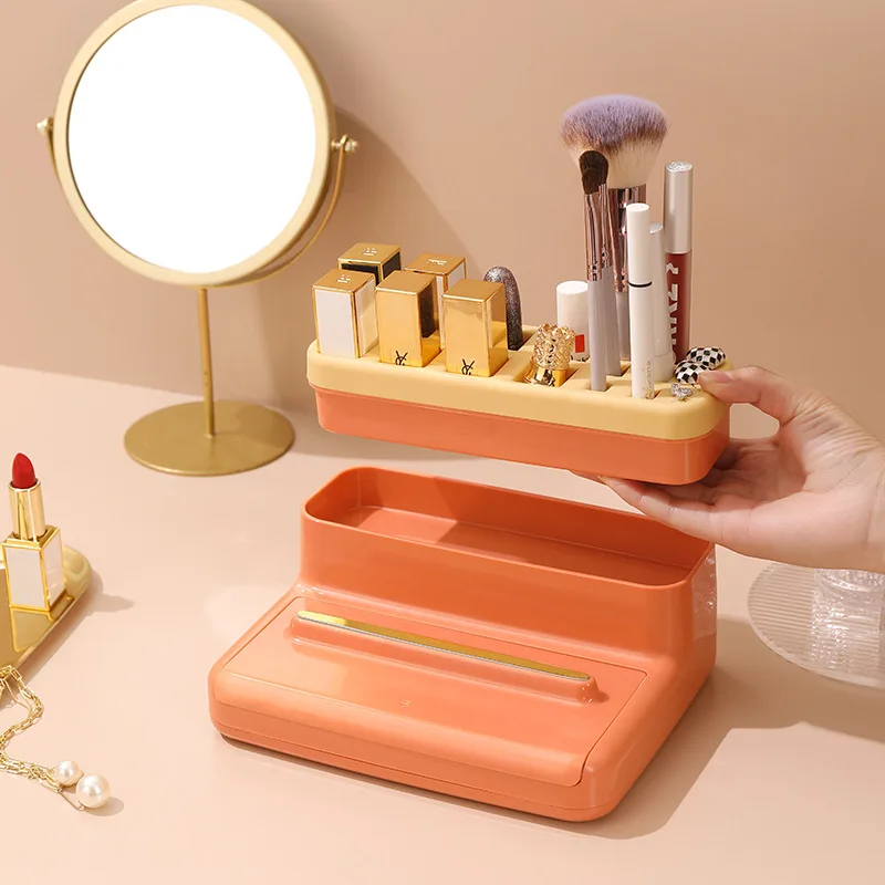 INS Makeup Storage Box with Clamshell Makeup Mirror 18 Grid Silicone Eyebrow Pencil Lipstick Rack for Cosmetic Desktop Organizer
INS Makeup Storage Box with Clamshell Makeup Mirror 18 Grid Silicone Eyebrow Pencil Lipstick Rack for Cosmetic Desktop Organizer