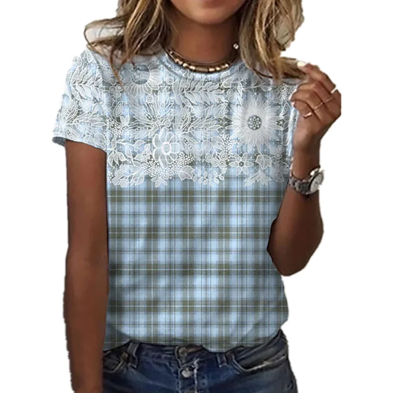 Short Sleeve Outdoor Street Cloth 3D Floral Stripes Fashion T-Shirt Women's Tops Casual
Short Sleeve Outdoor Street Cloth 3D Floral Stripes Fashion T-Shirt Women's Tops Casual
