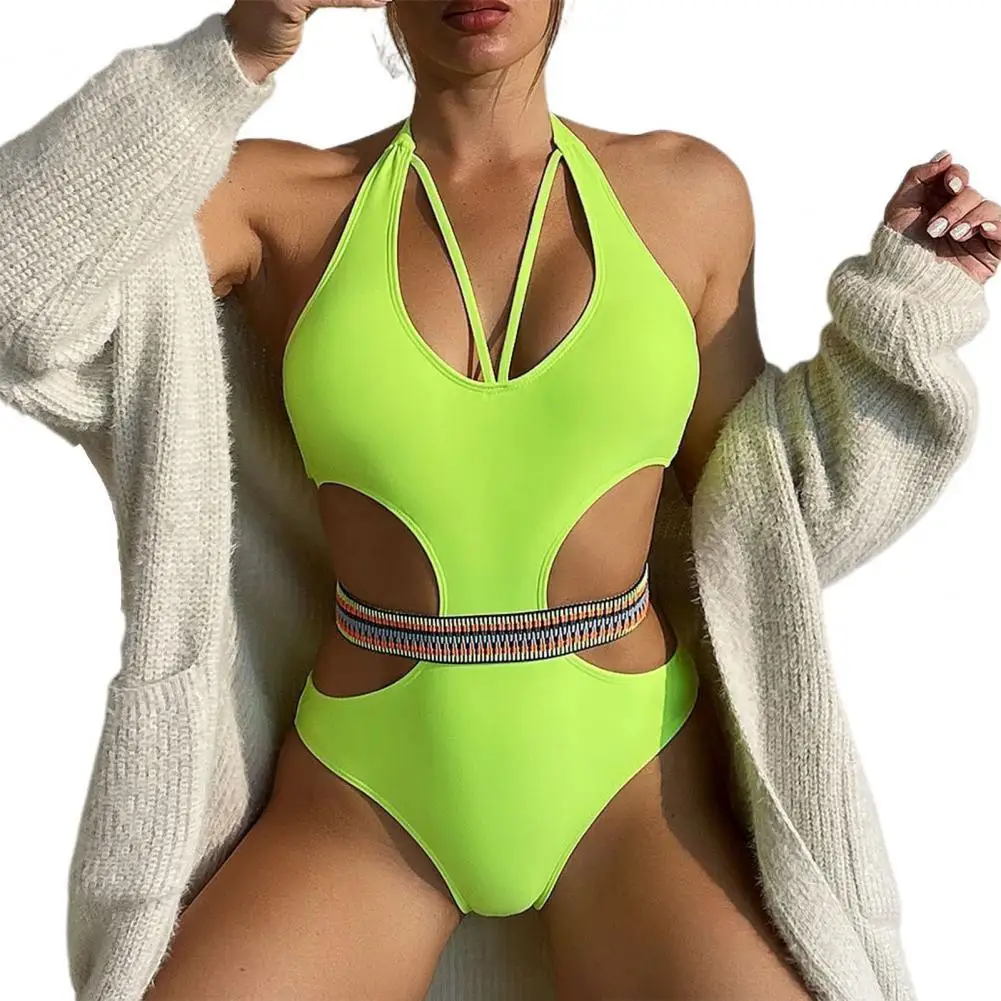 2022 Print Floral One Piece Swimsuit Women Swimwear Solid Color Halter Neck Colorful Belt Hollowed-out Summer Female Bikini
2022 Print Floral One Piece Swimsuit Women Swimwear Solid Color Halter Neck Colorful Belt Hollowed-out Summer Female Bikini
