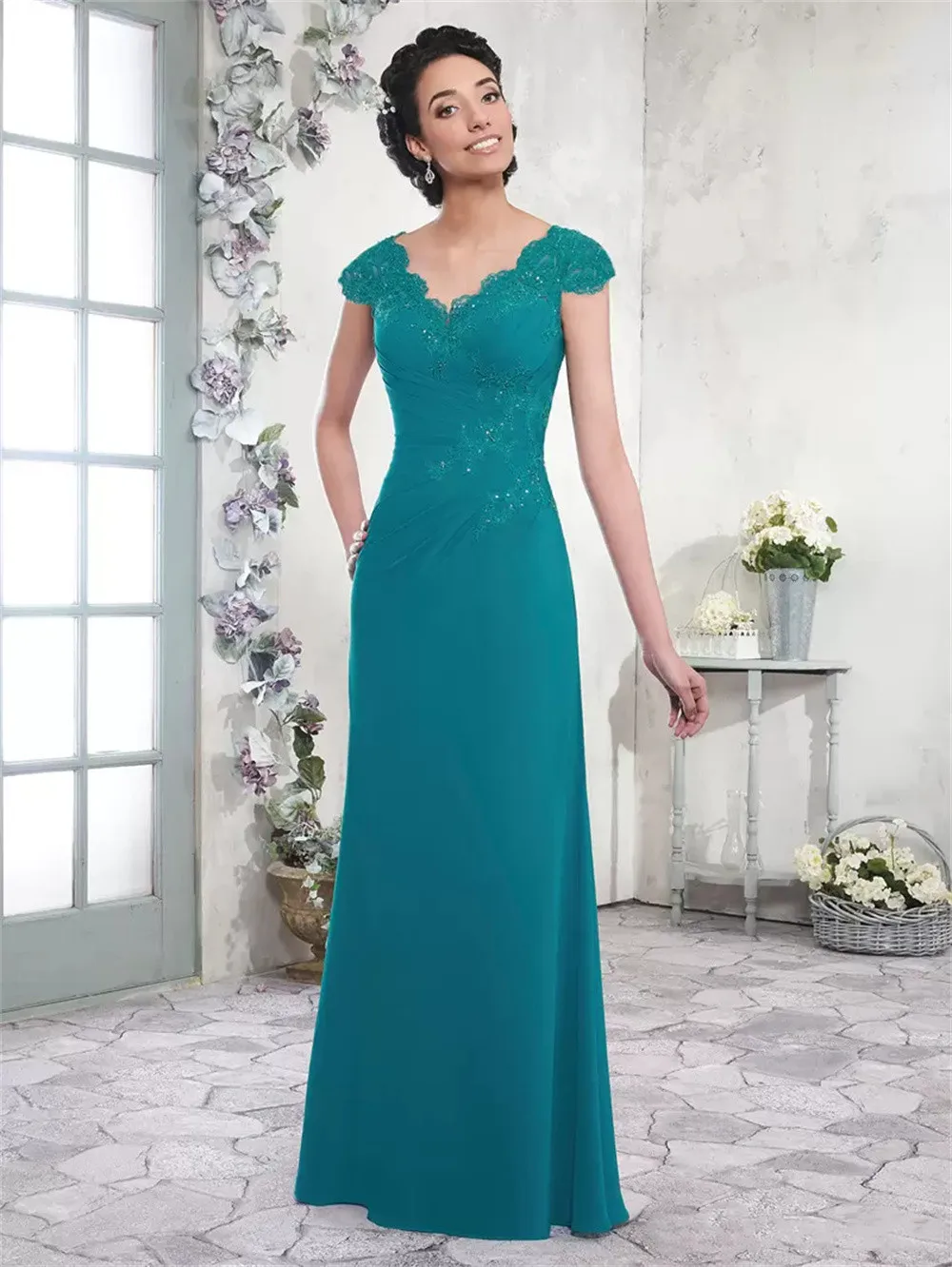 17053#Elegant Hunter Mother of the Bride Dresses Chiffon with Lace Applique Zipper Back Floor Length Prom Evening Party Gowns
17053#Elegant Hunter Mother of the Bride Dresses Chiffon with Lace Applique Zipper Back Floor Length Prom Evening Party Gowns