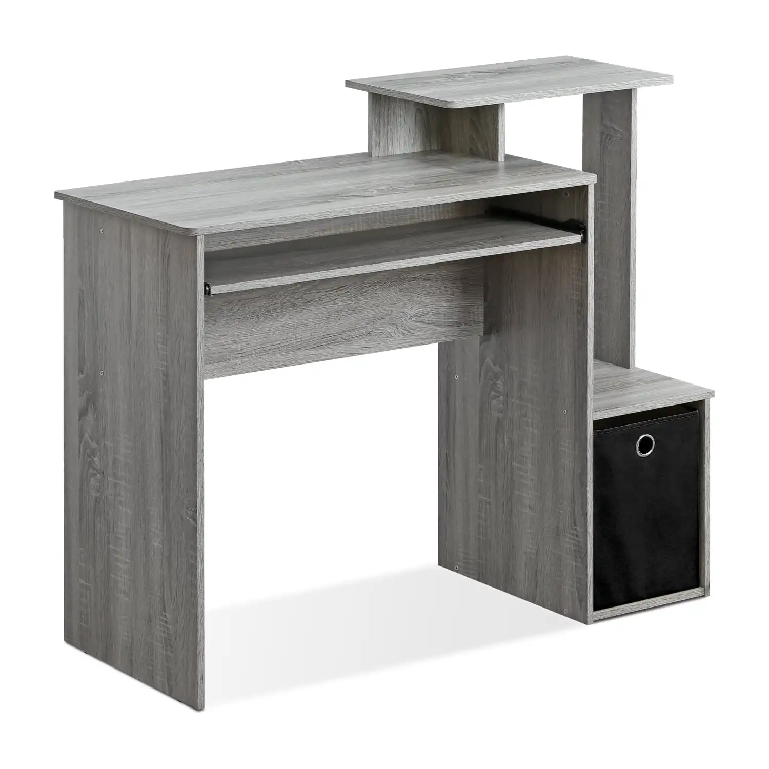 

Furinno Econ Multipurpose Home Office Computer Writing Desk with Bin, French Oak Grey, Keyboard Trays, CPU Storage, Drawer