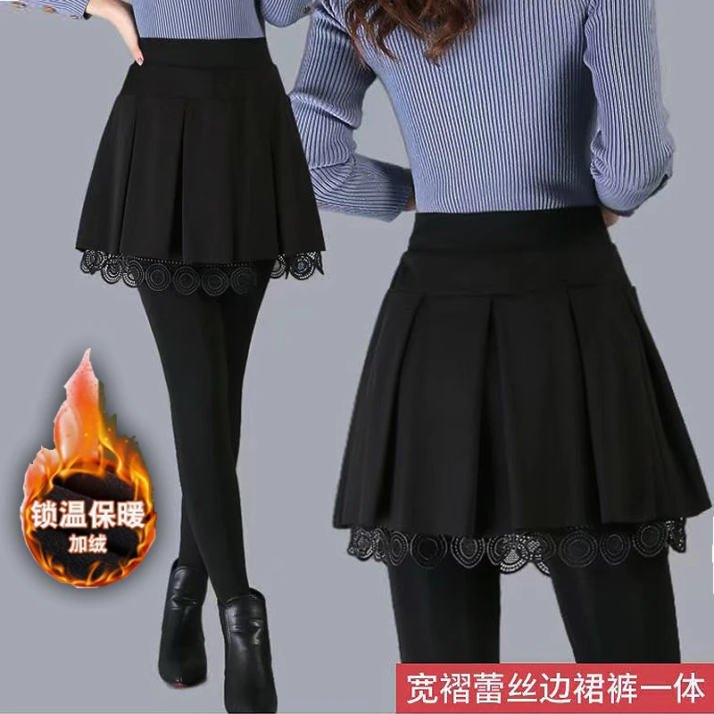 Winter plush and thick bottomed pants, fake two pieces with skirt, lace, step on feet, warm and cold proof, all in one skirt and
Winter plush and thick bottomed pants, fake two pieces with skirt, lace, step on feet, warm and cold proof, all in one skirt and