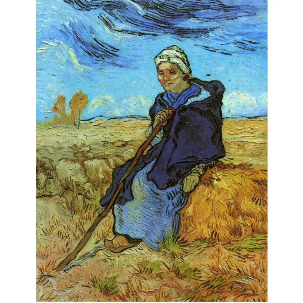 

Handmade oil painting reproduction of Vincent Van Gogh High quality The Shepherdess (after Millet) Living room decor