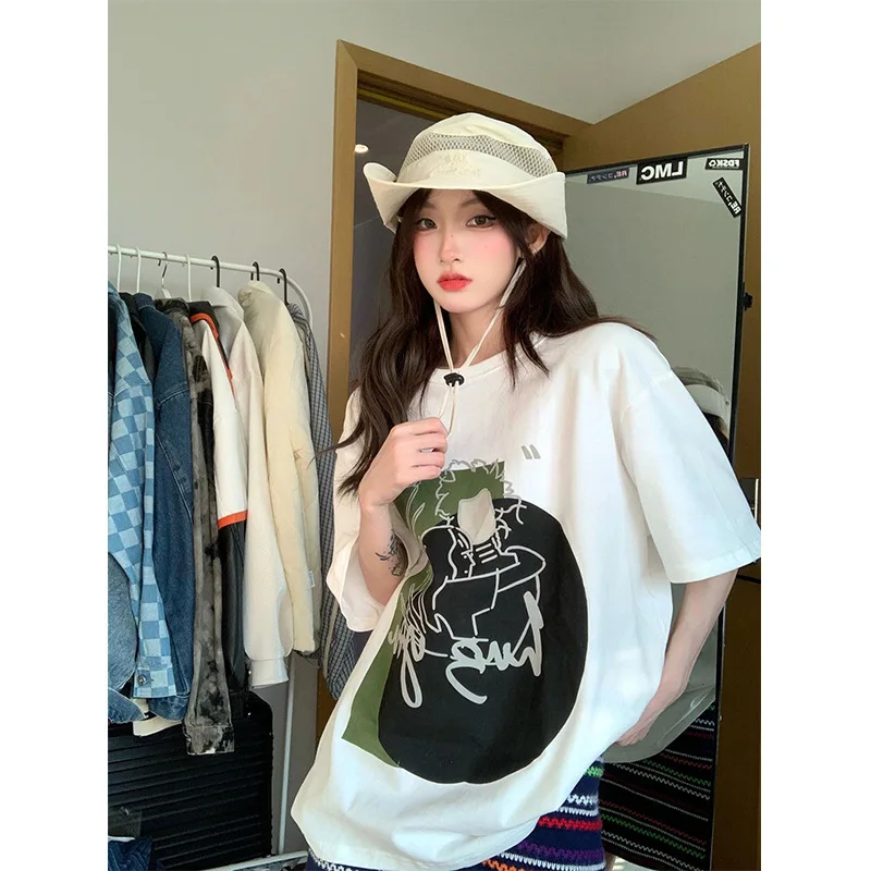 2023 Summer New Round Neck Short Sleeve T-shirt Women's Pullover Fashion Cartoon Loose Half Sleeve White High Quality
2023 Summer New Round Neck Short Sleeve T-shirt Women's Pullover Fashion Cartoon Loose Half Sleeve White High Quality
